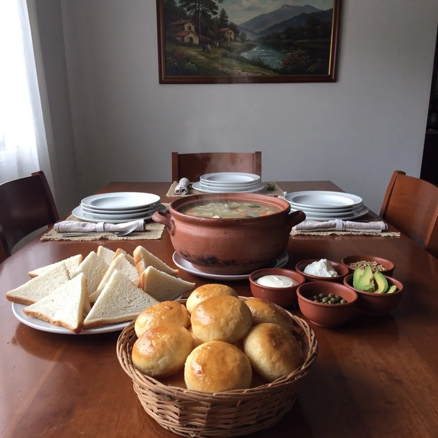 Ajiaco and sandwich buffet for family repast