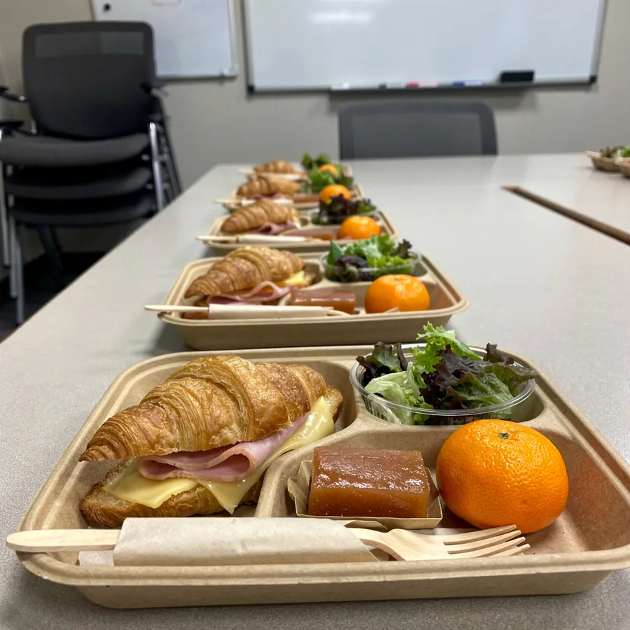 Boxed lunches with croissant sandwiches Boxed lunches with croissant sandwiches