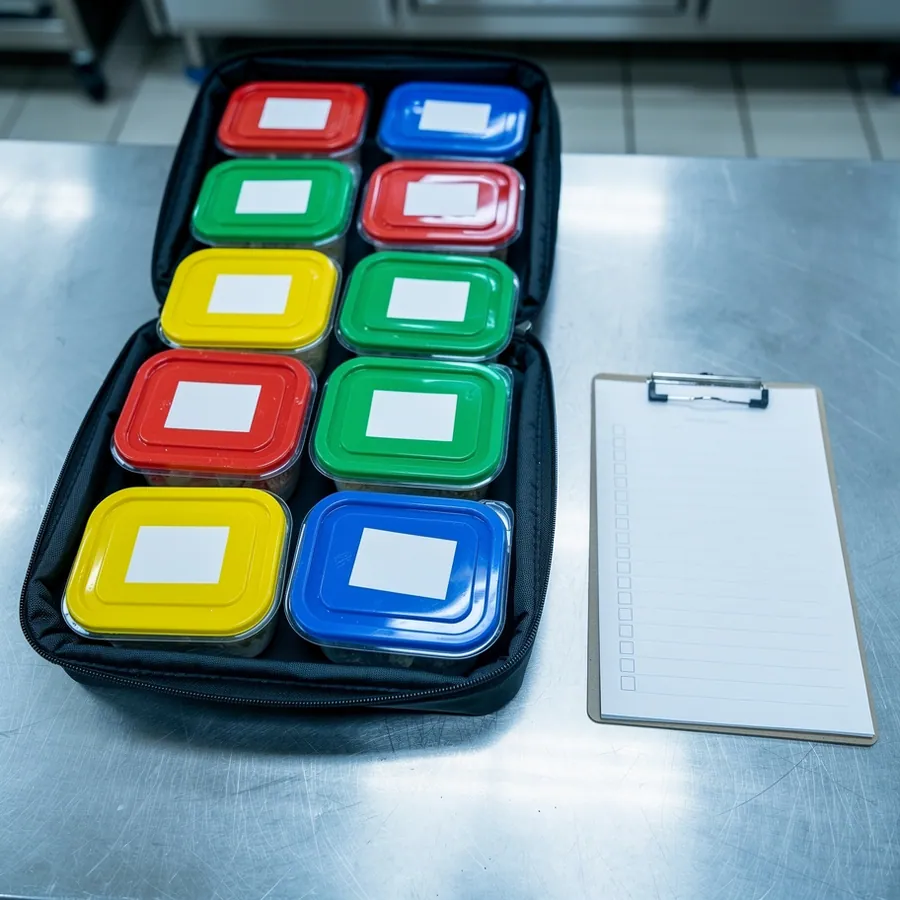 Color-coded lids for school allergy meals
