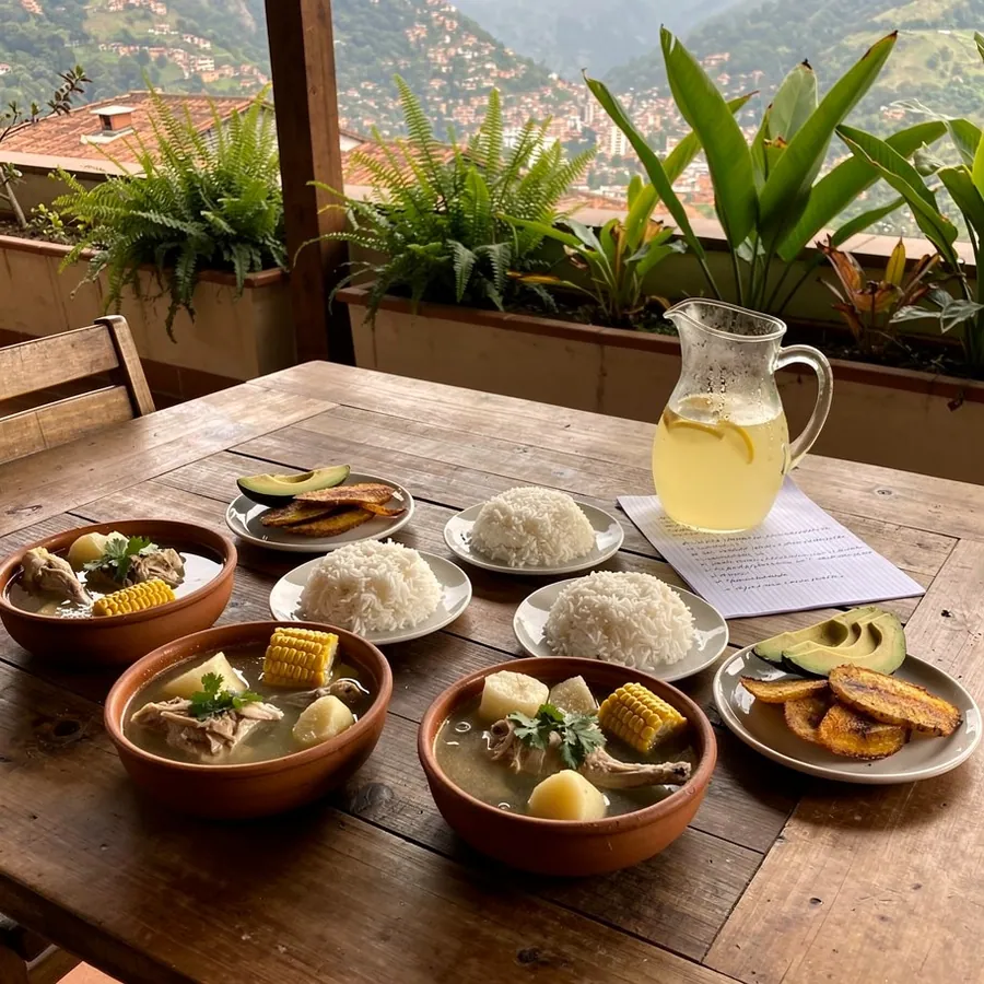 Family recipe sancocho in clay bowls