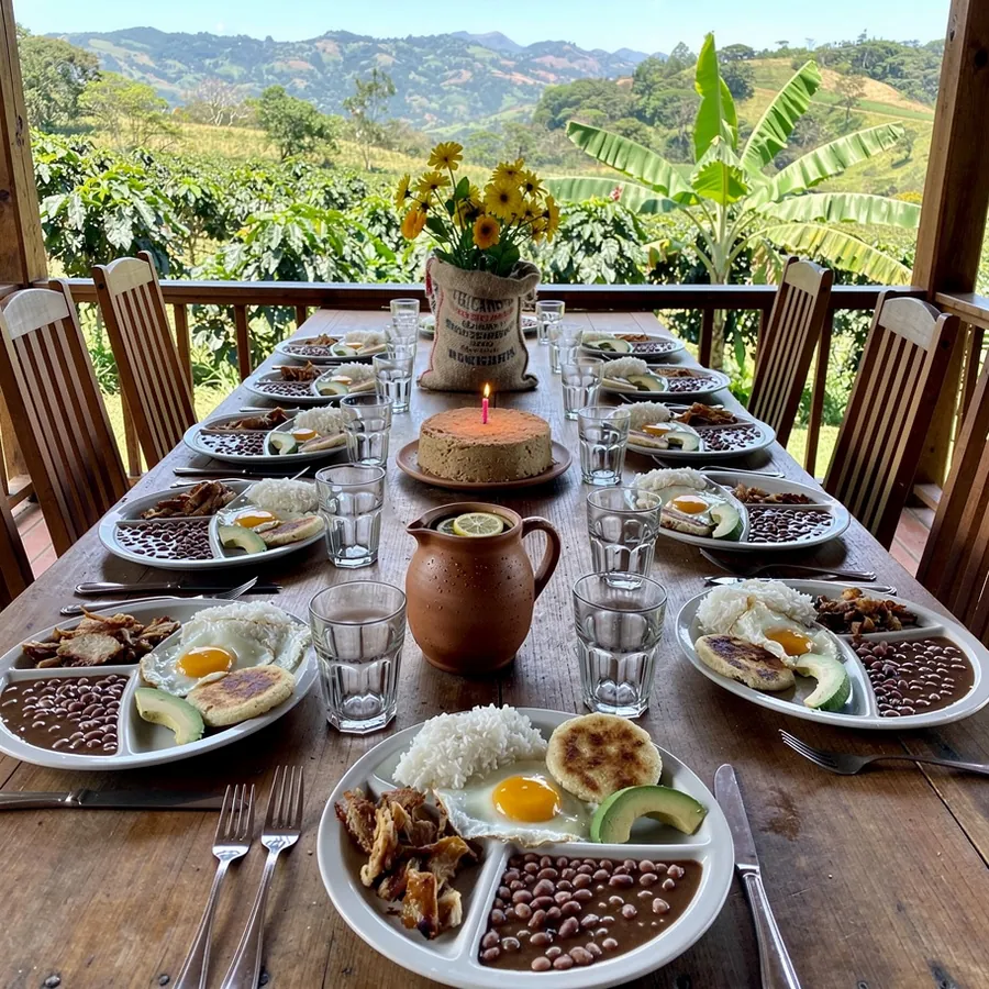 Family retirement lunch table at finca Family retirement lunch table at finca