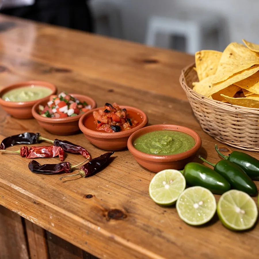 Four Mexican salsas with dried chiles