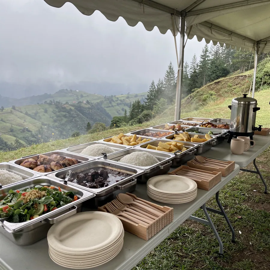 Hot crew lunch line on location Hot crew lunch line on location