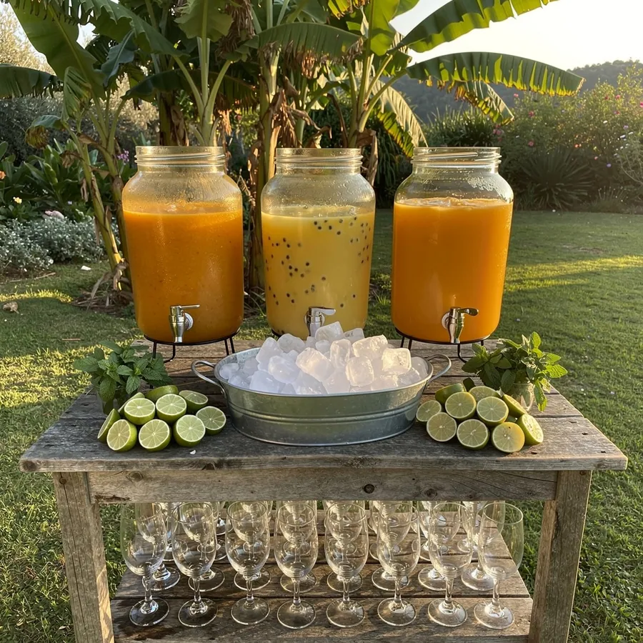 Lulo and maracuyá juice bar outdoors Lulo and maracuyá juice bar outdoors