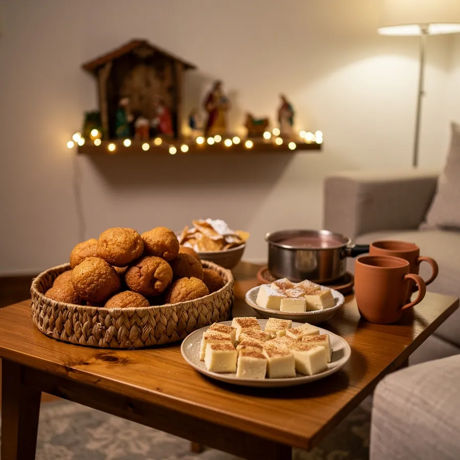 Novena night tray of buñuelos and natilla Novena night tray of buñuelos and natilla