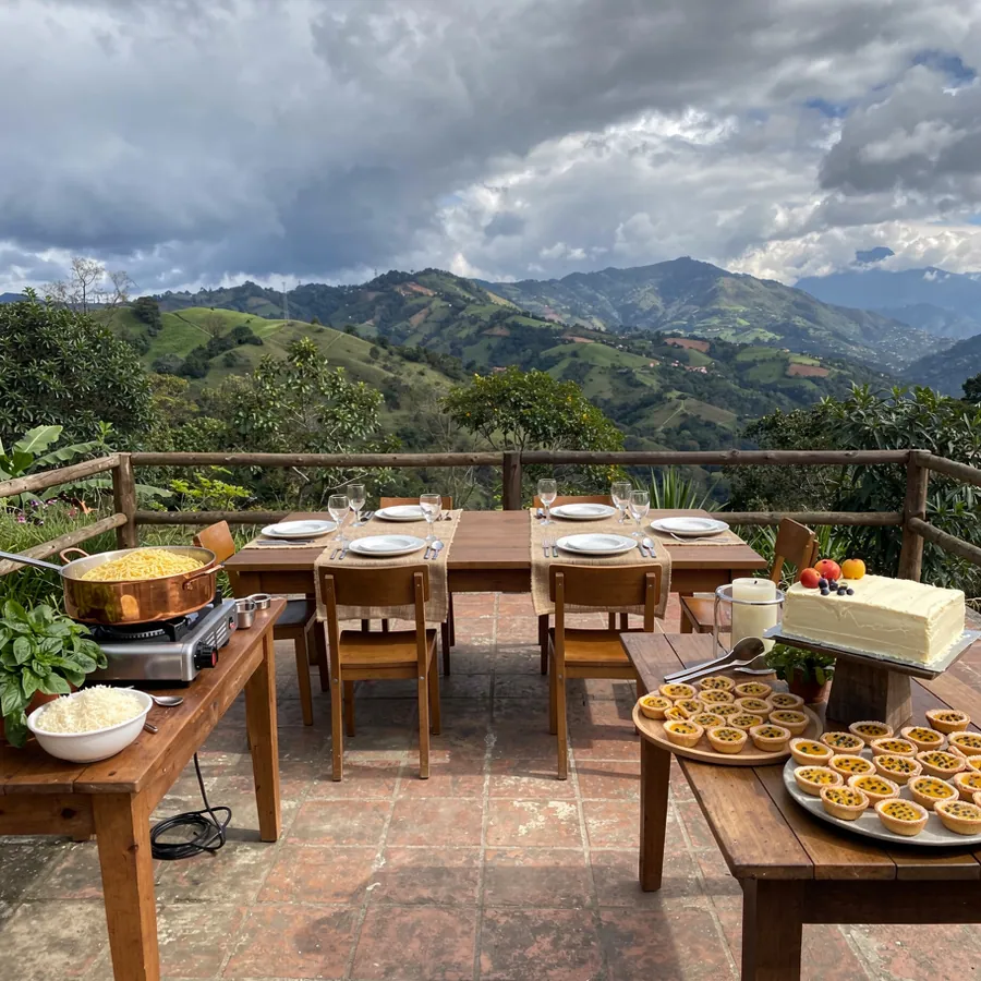 Small finca terrace set for celebration