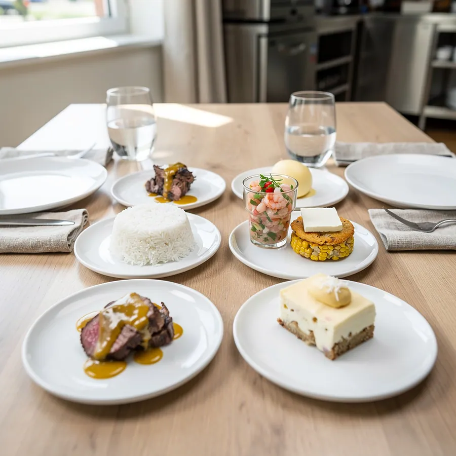 Wedding menu tasting plates set for two